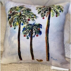 Betsy Drake Palm Trees Colorful  Small Indoor Outdoor Pillow 10x10 Double Sided